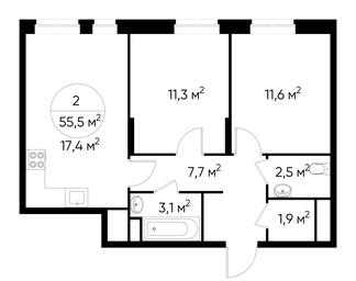 Продажа 2-комн. квартиры, 55,5 м² в ЖК «Первый Московский», улица Бианки, 1, Московский, Москва, Россия #3