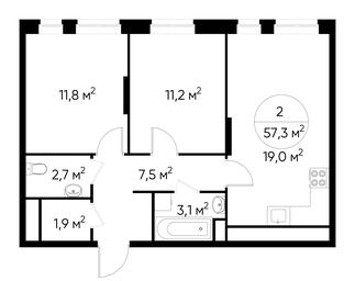 2-BD Apartment Sale, 57.4平方米 at Pervyi Moskovskiy, ulitsa Bianki, 1, Moskovskiy, Moscow, Russia #3 2-BD Apartment Sale, 57.4平方米 at Pervyi Moskovskiy, ulitsa Bianki, 1, Moskovskiy, Moscow, Russia #3