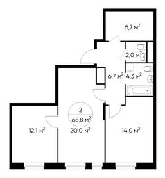 2-BD Apartment Sale, 65.8平方米 at Pervyi Moskovskiy, ulitsa Bianki, 1, Moskovskiy, Moscow, Russia #3 2-BD Apartment Sale, 65.8平方米 at Pervyi Moskovskiy, ulitsa Bianki, 1, Moskovskiy, Moscow, Russia #3