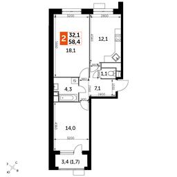 2-BD Apartment Sale, 58.3 sq. m. at Datskiy Kvartal, Datskiy Kvartal Residential Complex, posyolok Nagornoye, Mytishi Urban District, Moscow Region, Russia #2 2-BD Apartment Sale, 58.3 sq. m. at Datskiy Kvartal, Datskiy Kvartal Residential Complex, posyolok Nagornoye, Mytishi Urban District, Moscow Region, Russia #2