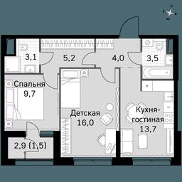 2-BD Apartment Sale, 56.7平方米 at Sky Garden, Stroitelny Drive, 9с6, Moscow, Russia #2 2-BD Apartment Sale, 56.7平方米 at Sky Garden, Stroitelny Drive, 9с6, Moscow, Russia #2