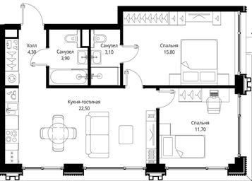 2-BD Apartment Sale, 61.3平方米 at Multikvartal CITYZEN, Vishnyovaya Street, Moscow, Russia #2 2-BD Apartment Sale, 61.3平方米 at Multikvartal CITYZEN, Vishnyovaya Street, Moscow, Russia #2