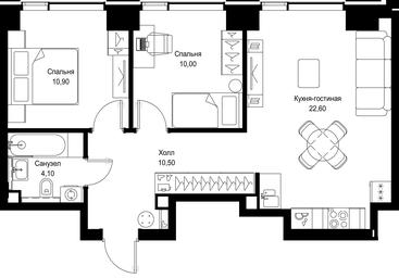 2-BD Apartment Sale, 58.1平方米 at Multikvartal CITYZEN, Vishnyovaya Street, Moscow, Russia #4