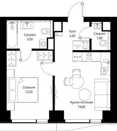 1-BD Apartment Sale, 37.5平方米 at Multikvartal CITYZEN, Vishnyovaya Street, Moscow, Russia #3