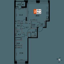 3-BD Apartment Sale, 82.3 sq. m. at Sky Garden, Stroitelny Drive, 9с6, Moscow, Russia #3 3-BD Apartment Sale, 82.3 sq. m. at Sky Garden, Stroitelny Drive, 9с6, Moscow, Russia #3