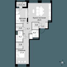 3-BD Apartment Sale, 82.3 sq. m. at Sky Garden, Stroitelny Drive, 9с6, Moscow, Russia #2 3-BD Apartment Sale, 82.3 sq. m. at Sky Garden, Stroitelny Drive, 9с6, Moscow, Russia #2