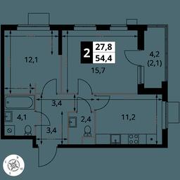 2-BD Apartment Sale, 54.4平方米 at 1 Izmajlovskij, Montazhnaya Street, 8с13, Moscow, Russia #3 2-BD Apartment Sale, 54.4平方米 at 1 Izmajlovskij, Montazhnaya Street, 8с13, Moscow, Russia #3