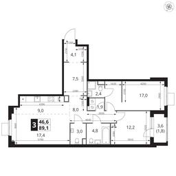 3-BD Apartment Sale, 89.3 sq. m. at 1 Izmajlovskij, Montazhnaya Street, 8с13, Moscow, Russia #2