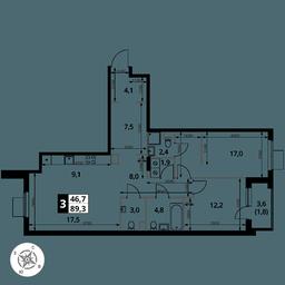 3-BD Apartment Sale, 89.3 sq. m. at 1 Izmajlovskij, Montazhnaya Street, 8с13, Moscow, Russia #4