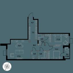 3-BD Apartment Sale, 89.3 sq. m. at 1 Izmajlovskij, Montazhnaya Street, 8с13, Moscow, Russia #3
