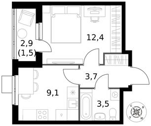 1-BD Apartment Sale, 30.2平方米 at Pervy Donskoj, zhiloy mikrorayon Sapronovo, derevnya Sapronovo, Leninskiy City District, Moscow Region, Russia #3 1-BD Apartment Sale, 30.2平方米 at Pervy Donskoj, zhiloy mikrorayon Sapronovo, derevnya Sapronovo, Leninskiy City District, Moscow Region, Russia #3