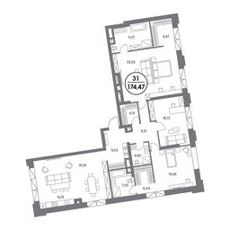 4-BD Apartment Sale, 174.47 sq. m. at Kosmo 4/22, Kosmodamianskaya Embankment, 4/22с8, Moscow, Russia #4