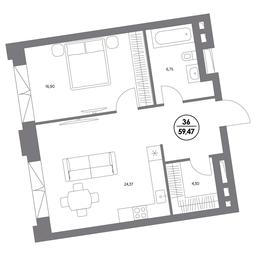 2-BD Apartment Sale, 58.4 sq. m. at Kosmo 4/22, Kosmodamianskaya Embankment, 4/22с8, Moscow, Russia #4