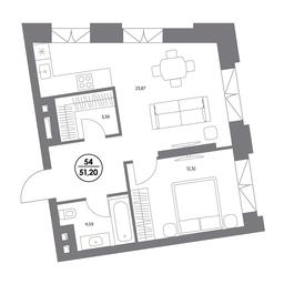 1-BD Apartment Sale, 51.2 sq. m. at Kosmo 4&#x2F;22, Kosmodamianskaya Embankment, 4/22с8, Moscow, Russia #2