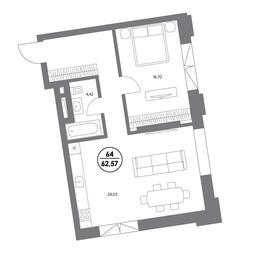 2-BD Apartment Sale, 62.1 sq. m. at Kosmo 4/22, Kosmodamianskaya Embankment, 4/22с8, Moscow, Russia #2 2-BD Apartment Sale, 62.1 sq. m. at Kosmo 4/22, Kosmodamianskaya Embankment, 4/22с8, Moscow, Russia #2