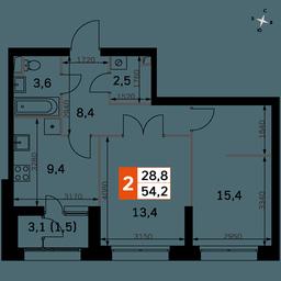 Продажа 2-комн. квартиры, 54,2 м² в ЖК «Скай Гарден (Sky Garden)», Строительный проезд, 9с6, Москва, Россия #3