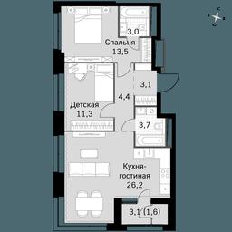 3-BD Apartment Sale, 67.1 sq. m. at Sky Garden, Stroitelny Drive, 9с6, Moscow, Russia #2 3-BD Apartment Sale, 67.1 sq. m. at Sky Garden, Stroitelny Drive, 9с6, Moscow, Russia #2
