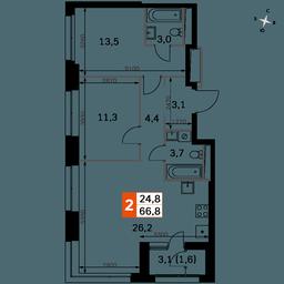 3-BD Apartment Sale, 67.1 sq. m. at Sky Garden, Stroitelny Drive, 9с6, Moscow, Russia #3 3-BD Apartment Sale, 67.1 sq. m. at Sky Garden, Stroitelny Drive, 9с6, Moscow, Russia #3