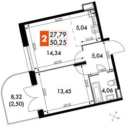 2-BD Apartment Sale, 50.25 sq. m. at Dvizhenie. Govorovo, Центральная улица, 47, деревня Говорово, поселение Московский, Москва, Россия #2