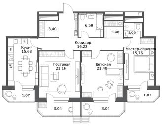 3-BD Apartment Sale, 116.43平方米 at Odinburg, Severnaya Street, 11, Odintsovo, Moscow Region, Russia #3 3-BD Apartment Sale, 116.43平方米 at Odinburg, Severnaya Street, 11, Odintsovo, Moscow Region, Russia #3