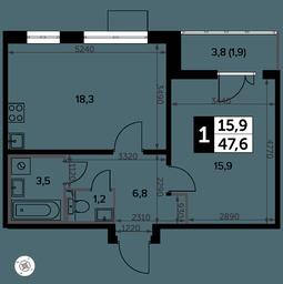1-BD Apartment Sale, 47.7 sq. m. at Yzhnaya Bitsa, Yuzhnaya Bitsa Residential Complex, posyolok Bittsa, Leninskiy City District, Moscow Region, Russia #2 1-BD Apartment Sale, 47.7 sq. m. at Yzhnaya Bitsa, Yuzhnaya Bitsa Residential Complex, posyolok Bittsa, Leninskiy City District, Moscow Region, Russia #2