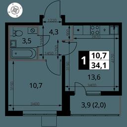 1-BD Apartment Sale, 34.1 sq. m. at Pervy Yuzhny, zhiloy kompleks Pervy Yuzhny, Leninskiy City District, Moscow Region, Russia #2 1-BD Apartment Sale, 34.1 sq. m. at Pervy Yuzhny, zhiloy kompleks Pervy Yuzhny, Leninskiy City District, Moscow Region, Russia #2