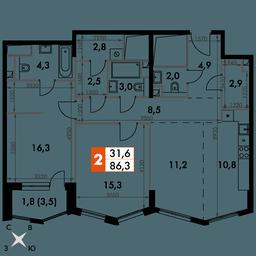 3-BD Apartment Sale, 86.3平方米 at Sydney City, Shenogina Street, 2, Moscow, Russia #2 3-BD Apartment Sale, 86.3平方米 at Sydney City, Shenogina Street, 2, Moscow, Russia #2