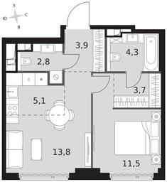 2-BD Apartment Sale, 45.1平方米 at Sydney City, Shenogina Street, 2, Moscow, Russia #3 2-BD Apartment Sale, 45.1平方米 at Sydney City, Shenogina Street, 2, Moscow, Russia #3