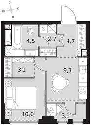 1-BD Apartment Sale, 37.4平方米 at Sydney City, Shenogina Street, 2, Moscow, Russia #3