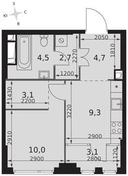 1-BD Apartment Sale, 37.4平方米 at Sydney City, Shenogina Street, 2, Moscow, Russia #2