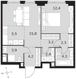 2-BD Apartment Sale, 54 sq. m. at Sydney City, Shenogina Street, 2, Moscow, Russia #3