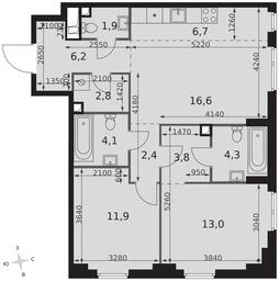 3-BD Apartment Sale, 73.7平方米 at Sydney City, Shenogina Street, 2, Moscow, Russia #2