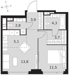 2-BD Apartment Sale, 45.1 sq. m. at Sydney City, Shenogina Street, 2, Moscow, Russia #3