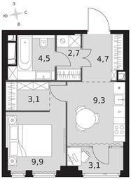 1-BD Apartment Sale, 37.3 sq. m. at Sydney City, Shenogina Street, 2, Moscow, Russia #3