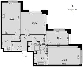 3-BD Apartment Sale, 90.8 sq. m. at Sydney City, Shenogina Street, 2, Moscow, Russia #4