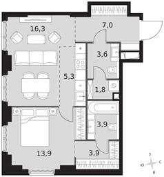 2-BD Apartment Sale, 55.7平方米 at Sydney City, Shenogina Street, 2, Moscow, Russia #3 2-BD Apartment Sale, 55.7平方米 at Sydney City, Shenogina Street, 2, Moscow, Russia #3