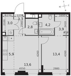 2-BD Apartment Sale, 50.1平方米 at Sydney City, Shenogina Street, 2, Moscow, Russia #2