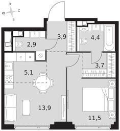 2-BD Apartment Sale, 45.4平方米 at Sydney City, Shenogina Street, 2, Moscow, Russia #3 2-BD Apartment Sale, 45.4平方米 at Sydney City, Shenogina Street, 2, Moscow, Russia #3
