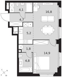 2-BD Apartment Sale, 52.3平方米 at Sydney City, Shenogina Street, 2, Moscow, Russia #3 2-BD Apartment Sale, 52.3平方米 at Sydney City, Shenogina Street, 2, Moscow, Russia #3
