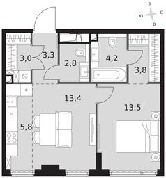 2-BD Apartment Sale, 49.8 sq. m. at Sydney City, Shenogina Street, 2, Moscow, Russia #3