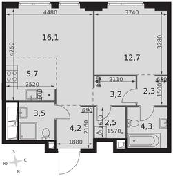 2-BD Apartment Sale, 54.5平方米 at Sydney City, Shenogina Street, 2, Moscow, Russia #2 2-BD Apartment Sale, 54.5平方米 at Sydney City, Shenogina Street, 2, Moscow, Russia #2