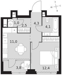 1-BD Apartment Sale, 39.1平方米 at Sydney City, Shenogina Street, 2, Moscow, Russia #3