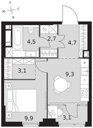 1-BD Apartment Sale, 37.3平方米 at Sydney City, Shenogina Street, 2, Moscow, Russia #3 1-BD Apartment Sale, 37.3平方米 at Sydney City, Shenogina Street, 2, Moscow, Russia #3