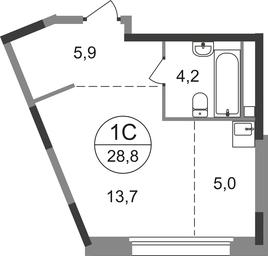 Apartment Sale, 28.8 sq. m. at Peredelkino Blizhnee, Korneya Chukovskogo Street, 1, Vnukovskoye Settlement, Moscow, Russia #2 Apartment Sale, 28.8 sq. m. at Peredelkino Blizhnee, Korneya Chukovskogo Street, 1, Vnukovskoye Settlement, Moscow, Russia #2