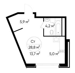 Apartment Sale, 28.8 sq. m. at Peredelkino Blizhnee, Korneya Chukovskogo Street, 1, Vnukovskoye Settlement, Moscow, Russia #4