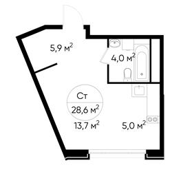Apartment Sale, 28.6平方米 at Peredelkino Blizhnee, Korneya Chukovskogo Street, 1, Vnukovskoye Settlement, Moscow, Russia #4