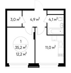 Apartment Sale, 35.2平方米 at Peredelkino Blizhnee, Korneya Chukovskogo Street, 1, Vnukovskoye Settlement, Moscow, Russia #3