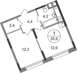 Apartment Sale, 35.9 sq. m. at Peredelkino Blizhnee, Korneya Chukovskogo Street, 1, Vnukovskoye Settlement, Moscow, Russia #2 Apartment Sale, 35.9 sq. m. at Peredelkino Blizhnee, Korneya Chukovskogo Street, 1, Vnukovskoye Settlement, Moscow, Russia #2