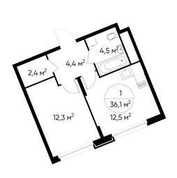 Apartment Sale, 36.1平方米 at Peredelkino Blizhnee, Korneya Chukovskogo Street, 1, Vnukovskoye Settlement, Moscow, Russia #4
