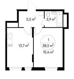 Apartment Sale, 38.5 sq. m. at Peredelkino Blizhnee, Korneya Chukovskogo Street, 1, Vnukovskoye Settlement, Moscow, Russia #3 Apartment Sale, 38.5 sq. m. at Peredelkino Blizhnee, Korneya Chukovskogo Street, 1, Vnukovskoye Settlement, Moscow, Russia #3